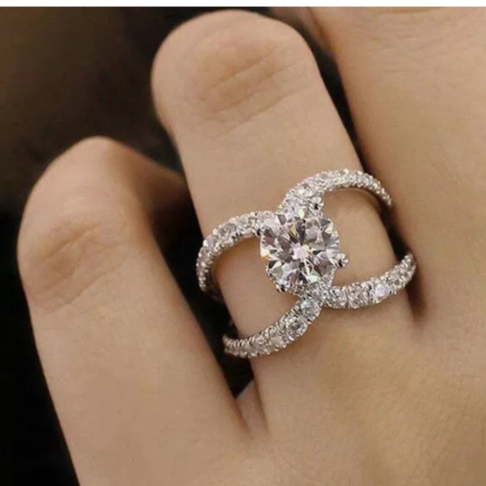 Infinity 925 Silver Rings Round Cut White Sapphire